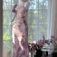 Robe de soirée longue en mousseline de soie à fleurs violettes, style vintage, avec perles, gh4820