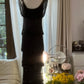 Robe de soirée longue en mousseline de soie, élégante et perlée, noire, à volants, gh4751