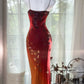 Burgunderrotes, orangefarbenes Ballkleid mit Blumenmuster, lang, Chiffon, für Verabredungen, Abendkleid, Geburtstagskleid, Hochzeitskleid, gh4532