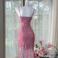 Rosa glänzendes Vintage Chiffon kurzes Homecoming-Kleid Ballkleid Abendkleid Partykleid gh4822