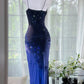Robe de soirée longue en mousseline de soie, motif floral, romantique et exquis, bleu, gh4878