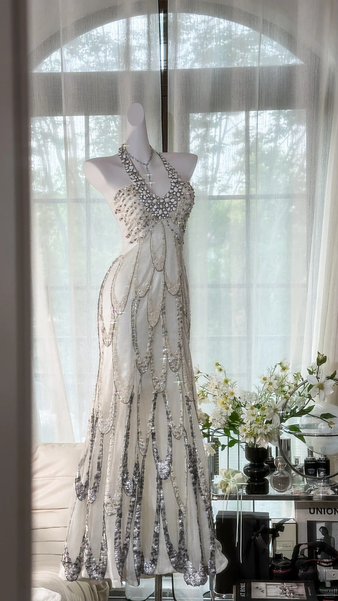 Robe de bal longue en mousseline de soie, robe de soirée, robe d'anniversaire, robe de mariée, gh4529