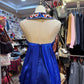 Blue gemstone long satin ball dress, banquet dress, evening dress gh4651
