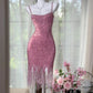 Rosa glänzendes Vintage Chiffon kurzes Homecoming-Kleid Ballkleid Abendkleid Partykleid gh4822