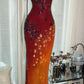 Burgunderrotes, orangefarbenes Ballkleid mit Blumenmuster, lang, Chiffon, für Verabredungen, Abendkleid, Geburtstagskleid, Hochzeitskleid, gh4532