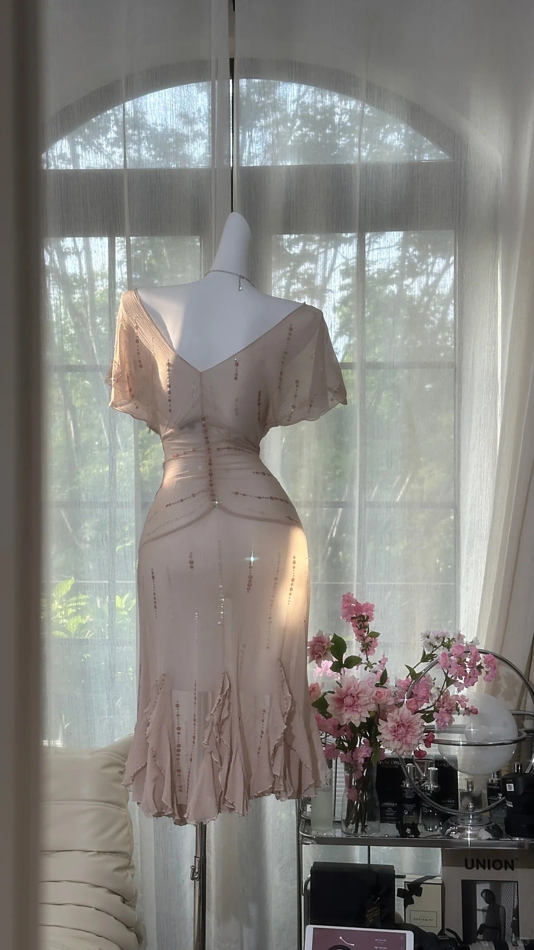 Rosa funkelndes kurzes Homecoming-Kleid aus Chiffon, Ballkleid, Abendkleid, Partykleid, gh4747