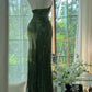 Robe de soirée longue en mousseline de soie, élégante, vert foncé, avec perles, gh4749
