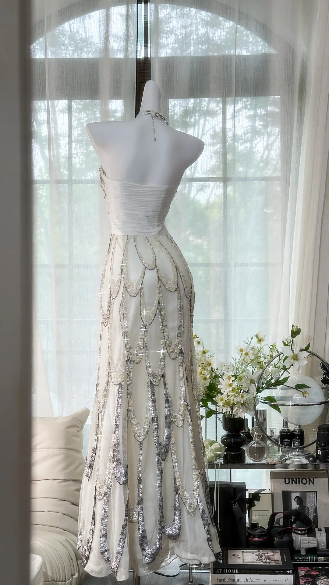 Robe de bal longue en mousseline de soie, robe de soirée, robe d'anniversaire, robe de mariée, gh4529