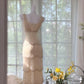 Cremegelbes V-Ausschnitt, exquisite Perlenspitze, langes Chiffon-Tüll-Ballkleid, Abendkleid, Hochzeitskleid, Abschlussballkleid, Abschlussballkleid, gh3987