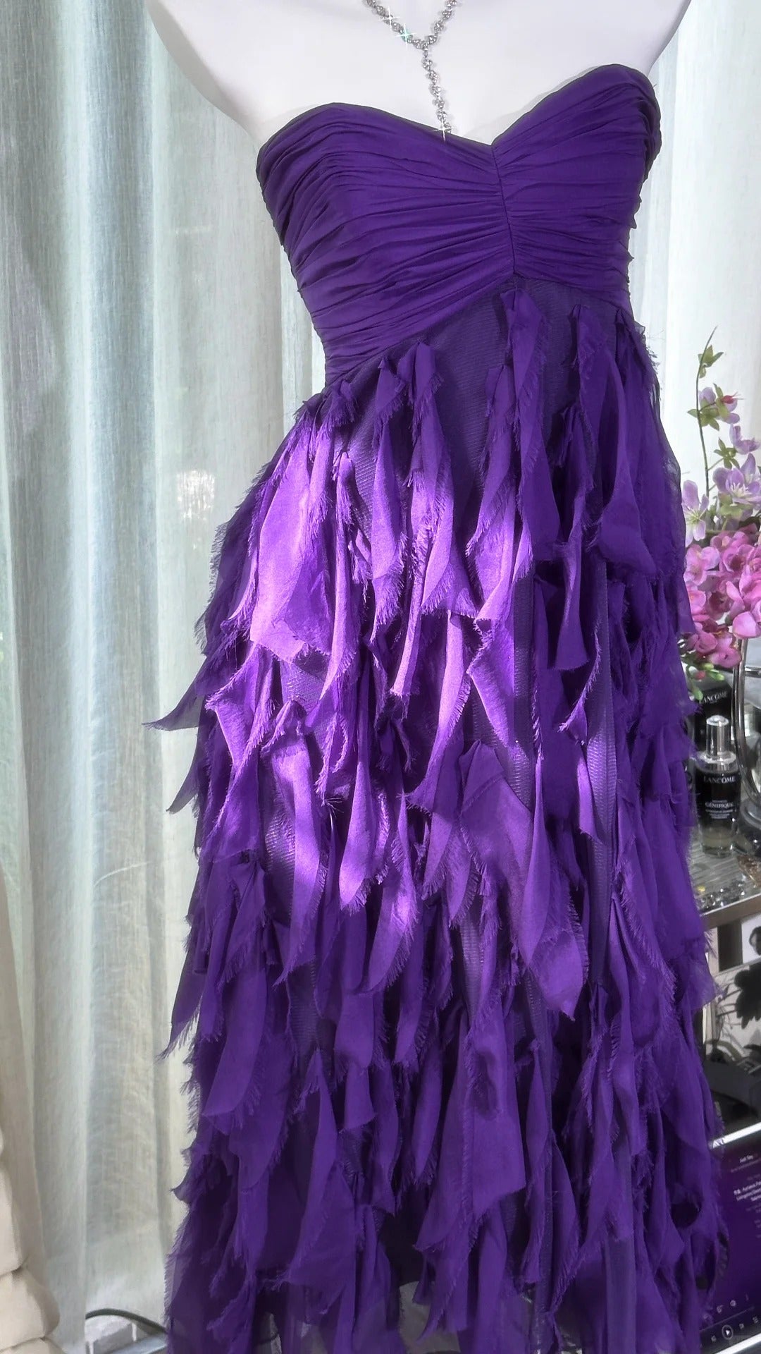 Lila Kurzes Homecoming-Kleid Rüschen Chiffon Ballkleid Abendkleid Partykleid gh4817