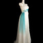Weiß Blau Floral Lange Tüll Elegante Formale Ballkleid Abendkleid Partykleid Brautjungfernkleider gh4289