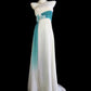 Weiß Blau Floral Lange Tüll Elegante Formale Ballkleid Abendkleid Partykleid Brautjungfernkleider gh4289