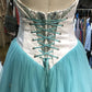 Robe de soirée longue en tulle bleu, élégante et exquise, robe de soirée d'anniversaire, robe de bal gh4281