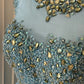 Blue exquisite rhinestone fairy princess ball short homecoming dress prom dress evening dress gh4336