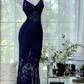 Schwarzes glänzendes Vintage-Kleid mit exquisiter Perlen-Satinspitze, langes Heimkehrkleid, Ballkleid, Abendkleid, Partykleid, gh4823