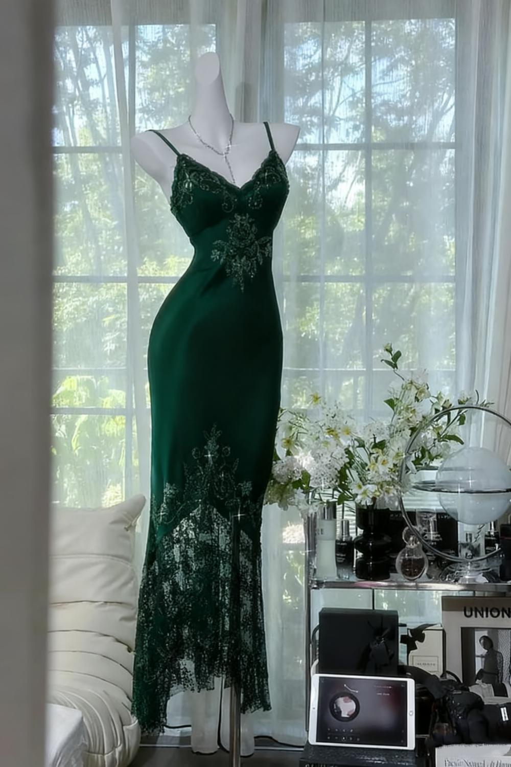 Schwarzes glänzendes Vintage-Kleid mit exquisiter Perlen-Satinspitze, langes Heimkehrkleid, Ballkleid, Abendkleid, Partykleid, gh4823