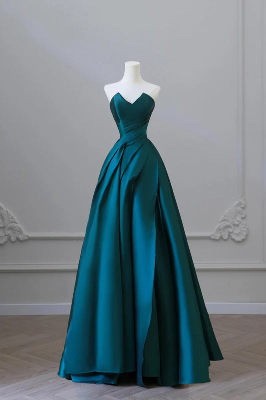 Blue Pretty Fashion Pleated A-line Off-shoulder Long Satin Princess Ball Gown Evening Dress Party Dress gh3433