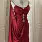 Robe de soirée élégante et vintage, style bordeaux, longueur au sol, style bal, gh4265
