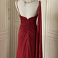 Robe de soirée élégante et vintage, style bordeaux, longueur au sol, style bal, gh4265