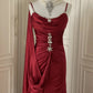 Robe de soirée élégante et vintage, style bordeaux, longueur au sol, style bal, gh4265