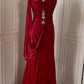 Robe de soirée élégante et vintage, style bordeaux, longueur au sol, style bal, gh4265