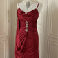 Robe de soirée élégante et vintage, style bordeaux, longueur au sol, style bal, gh4265