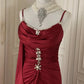 Robe de soirée élégante et vintage, style bordeaux, longueur au sol, style bal, gh4265