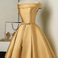 Red/Pink/Yellow/Blue Cute Off Shoulder Short Elegant Satin Prom Dress Homecoming Dress Party Dress 8211