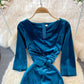 Stylish V Neck Velvet Long Dress Fahsion Dress  10938
