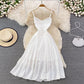 White Chiffon A Line Short Dress Fashion Dress  10896