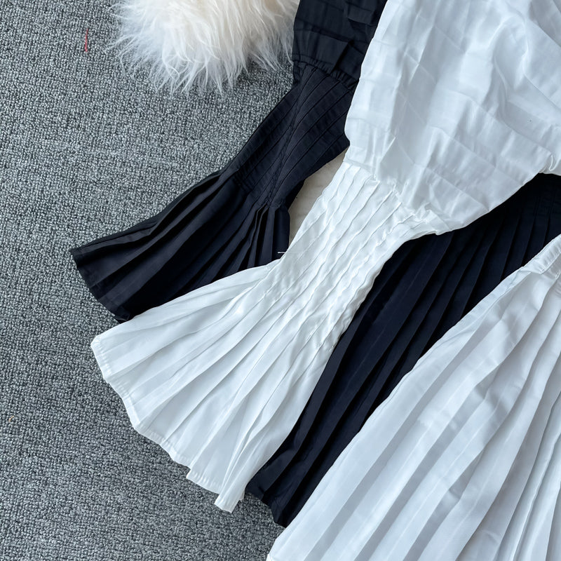 Unique V Neck Long Sleeve Dress Fashion Dress  10911