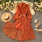 Fashionable A Line Polka Dot Long Sleeve Dress Fashion Dress  10924