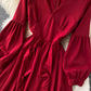 Cute V Neck Long Sleeve Dress A Line Fashion Dress  10850