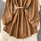 Simple Corduroy Long Sleeve Dress Fashion Dress  10887