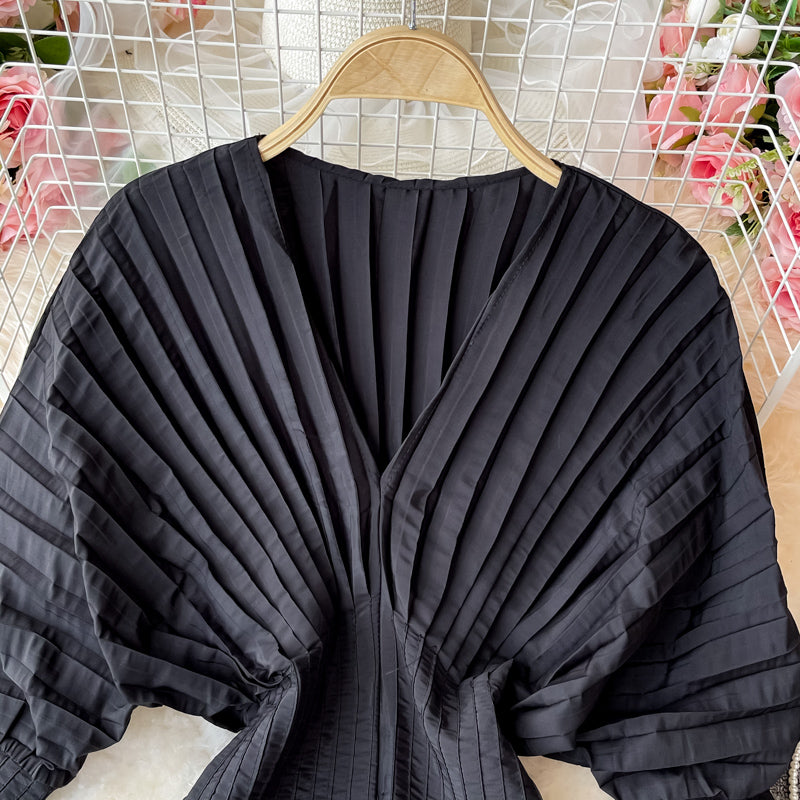 Unique V Neck Long Sleeve Dress Fashion Dress  10911