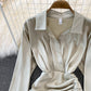 Robe chemise irrégulière à manches longues à la mode 10828