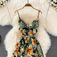 Cute V Neck Floral Dress With Bow Fashion Dress  10790