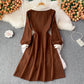 Sweet Corduroy Long Sleeve Dress Fashion Dress  10853
