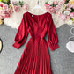 Simple V Neck Long Sleeve Dress Fashion Dress  10805