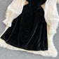 Cute V-Neck Bow Long Sleeve Dress Black Fashion Dress  10883