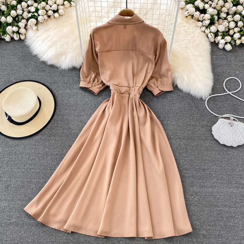 Chic Contrast Color Short-Sleeved Dress  10769