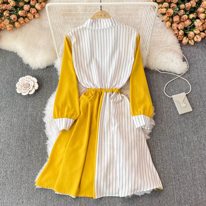 Simple A Line Striped Shirt Dress  10771