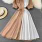 Chic Contrast Color Short-Sleeved Dress  10769