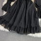 Cute A Line Long Sleeve Dress Black Dress  10833