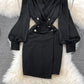 Black V Neck Long Sleeve Dress Fashion Dress  10843