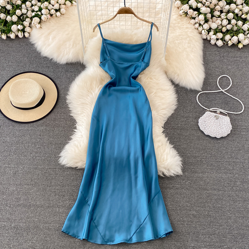 Simple Satin Short Dress Fashion Dress  10792