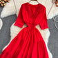 Cute V-Neck Fringed Dress A Line Fashion Dress  10814