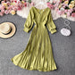 Simple V Neck Long Sleeve Dress Fashion Dress  10805