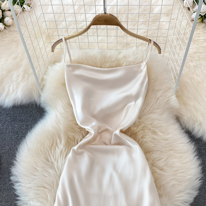 Simple Satin Short Dress Fashion Dress  10792