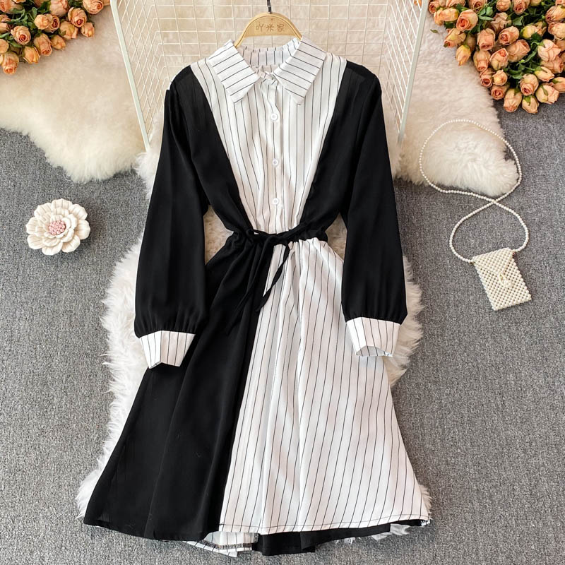 Simple A Line Striped Shirt Dress 10771 – girlhomeshops